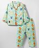 Enfance Core Cotton Woven Full Sleeves Animal Printed Co-ords Shirt & Pajama Night Suit - Green