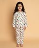 KLINGARU Cotton Knit Full Sleeves Watermelon & Ice Cream Printed Coordinating Kurta & Pajama Night Suit - White