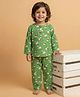 KLINGARU Cotton Knit Full Sleeves Sheep Printed Coordinating Kurta & Pajama Night Suit - Green