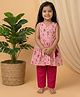 KLINGARU Cotton Knit Full Sleeves Pichwai Printed Kurti & Pant Set - Pink