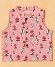 KLINGARU Cotton Woven Sleeveless Cow & Floral Printed Jacket - Pink