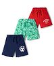 Doodle Poodle 100% Cotton Knit Knee Length Shorts with Sport Print Pack of 3 - Navy Blue Sea Green & Red