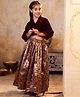 Shorgul Velvet Woven Full Sleeves Solid Lehenga & Choli Set - Burgundy