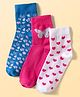 Pine Kids Cotton Knit Ankle Length Floral Butterfly & Hearts Printed Socks Pack Of 3 ( Colour May Vary )