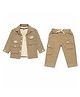 CRUNCHY NACHOS Knitted Knit  Ruched Ruffle Detailed Shirt &  Cargo Pant With Full Sleeves Shirt Set - Brown