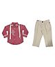 CRUNCHY NACHOS Woven Full Sleeves Abstract Embroidered Shirt & Pants Set With Suspender - Maroon