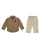 CRUNCHY NACHOS Cotton Woven Full Sleeves Textured Shirt & Pant Set - Brown