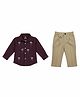 CRUNCHY NACHOS Cotton Woven Full Sleeves Floral Embroidered Textured Shirt & Pant Set - Wine