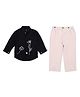 CRUNCHY NACHOS Cotton Woven Full Sleeves Floral Embroidered Shirt & Trousers Set - Black