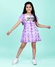 Kiddopanti Rayon Woven Half Sleeves Tokyo Text Printed Tie Dye Dress - Lavender