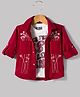 Dapper Dudes Woven Full Sleeves Floral Embroidered Shirt With Tee - Maroon
