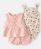 Carter's Knit Sleeveless Top & Shorts with Onesie & Floral Print - Light PInk