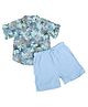 ZAMB-BO Cotton Woven Half Sleeves Trees Printed Shirt & Shorts Set - Light Blue