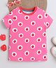 BABY NATION Cotton Knit Half Sleeves Apple Printed Tee - Dark Pink