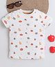 BABY NATION Cotton Knit Half Sleeves Pumpkin Printed Tee  - Cream