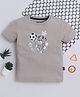 BABY NATION Cotton Knit Half Sleeves Animal & Football Printed Tee - Grey