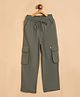StyloBug Linen Woven Solid Cargo Pants - Grey