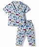 Smarty Boys Sinker Knit Half Sleeves Co-ords Shirt & Pajama Night Suit with Car Print - Light  Blue