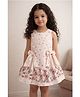 KIDSDEW Dutch Satin Woven Sleeveless Floral Printed Dress - Off White
