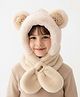 Bembika Fur Woven Radish Applique Detailed Hooded Cap - Beige - Circumference 40 - 50 Cm