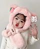 Bembika Fur Woven Radish Applique Detailed Hooded Cap - Light Pink - Circumference 40 - 50 Cm