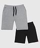 CHILINS Cotton Knit Pack Of 2 Solid Shorts - Grey & Blue