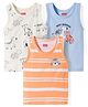 Babyhug 100% Cotton Single Jersey Knit Antibacterial Sleeveless Vests With Animal Print Pack of 3 - Multicolr