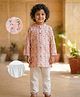 Desi Soota Cotton Woven Full Sleeves Floral Printed Kurta & Pyjama Set - Peach