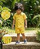 Desi Soota Cotton Woven Half Sleeves Lemon Printed Coordinating Shirt & Shorts Set - Lemon