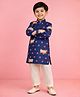 Vastramay Rayon Woven Full Sleeves Pichwai Printed Kurta With Pyjama Set - Blue