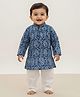 Baby Moo Cotton Woven Full Sleeves Paisley Printed Kurta & Pyjama Set - Blue