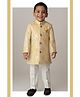 LITTLE COLLARS Brocade Woven Full Sleeves Floral Designed Textured Sherwani  Pyjama Set - Yellow