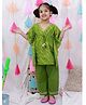 BownBee Pure Cotton Woven Half Sleeves Leheriya Printed Kaftan Style Kurti & Palazzo Set - Green