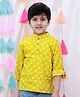 BownBee Cotton Woven Full Sleeves Bandhani Printed Short Kurta - Yellow