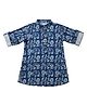 BownBee Cotton Woven Full Sleeves Animal Printed Short Kurta - Indigo