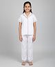 Mackly Cotton Knit Half Sleeves Hearts Printed Coordinating Shirt & Pajama Night Suit - White