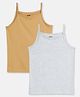 Mackly Cotton Elastane Knit Pack Of 2 Sleeveless Bow Applique Detailed Slips - Beige & Grey