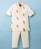 Little Bull Full Sleeves Fishes Embroidered Kurta & Pyjama Set - Cream