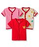 Child World Sinker Knit Half Sleeves Animal Printed Jhablas Pack Of 3 - Red
