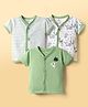 Child World Sinker Knit Half Sleeves Jungle Theme Printed & Striped Jhablas Pack Of 3 - Light Green & White