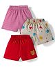 Child World Sinker Knit Knee Length Shorts with Striped Polka Dots & Animal Print Pack of 3 - White & Red
