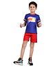 Clothe Funn Cotton Knit Half Sleeve Good Boy Fashion Printed Tee & Shorts Set -  Royal Blue & Red