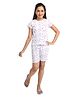 Clothe Funn Cotton Knit Half Sleeves Floral & Butterfly Printed Coordinating Crop Top & Shorts Set - White