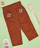 Pantaloons Baby Cotton Woven Floral Embroidered Pant - Rust Orange