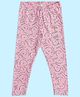 Pantaloons Junior Cotton Knit Rainbow & Love Text Printed Leggings - Pink