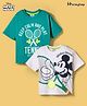HoneyHap Disney Cotton Knit Drop Shoulder Half Sleeves T-Shirts with Mickey Mouse Graphics Pack of 2 - Multicolor