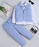 Fourfolds Cotton Blend Woven Full Sleeves Solid 3 Piece Suit Set With Bow - Sky Blue