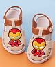 Yellow Bee Marvel Featuring Iron Man Applique Detailed Buckle Closure Sandals - Beige
