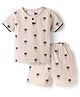 Mom's pet Cotton Knit Half Sleeves Palm Trees Embroidered Tee & Shorts Set - Blue