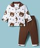 Mom's pet Cotton Knit Full Sleeves Bear Printed Shirt & Pant Night Suit - Brown